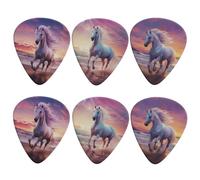 HUIACONG White Horse Guitar Picks 6 Pcs Set Guitar Picks Heavy Gauge Electric Guitar Pick Starry Beach Teardrop Bass Pick 0.96mm Ukulele Pick Gifts for Adult Kids Guitar Players