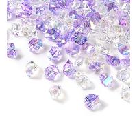 HUIANER 150PCS 1Inch Fake Ice Rocks, AB Color Acrylic Crushed Ice Cubes Crystals Treasure Gems for Table Scatters Vase Filler Home Decoration (Purple and Transparent)