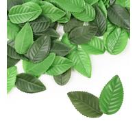 HUIANER 200Pcs Mixed Green Leaves, Artificial Rose Leaves 2 Colors Fake Faux Leaf for Crafts Scrapbooking Floral Arrangements Home Kitchen Wedding Garland Decoration