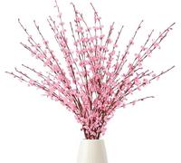 HUIANER 6Pcs 29.5" Artificial Jasmine Flowers with Long Stem Fake Flower Bouquet Faux Jasmine Plants for Wedding Bridal Bouquet Wreath Table Centerpiece Outdoor Décor (Pink)