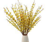 HUIANER 6Pcs 29" Artificial Jasmine Flowers with Long Stem Fake Flower Bouquet Faux Jasmine Plants for Wedding Bridal Bouquet Wreath Table Centerpiece Outdoor Décor (Yellow)