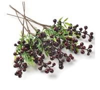 HUIANER Artificial Berries, 6Pcs Lifelike Dark Red Berry with Stems Fake Christmas Fruit Simulation Flowers Orange Berries for Wedding DIY Bridal Bouquet Home Kitchen Party Decoration