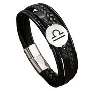 HUIANGLIYG 12 Constellation Bracelets for Women Men Multi-Layer Twist Woven Leather Bracelet Retro Punk Zodiac Constellation Handmade Wristband for Friendship Jewelry Birthday Gift Libra Zodiac23.5C