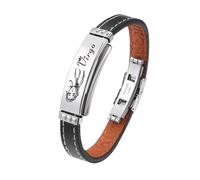 HUIANGLIYG 12 Constellation Leather Bracelet for Men Punk Zodiac Signs Cuff Bracelet with Clasp Personalised Astrology Wristband, Gift for Dad Husband Boyfriend Virgo 20.5Cm