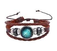 HUIANGLIYG 12 Constellation Leather Bracelet For Men Women Adjustable Multilayer Braided Leather Rope Bracelet Bangle Vintage Horoscope Sign Astrology Jewelry Gifts Sagittarius