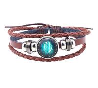 HUIANGLIYG 12 Constellation Leather Bracelet For Men Women Brown Multilayer Braided Leather Rope Bracelet Bangle Vintage Horoscope Sign Astrology Jewelry Accessories Virgo