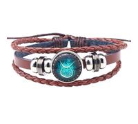 HUIANGLIYG 12 Constellation Leather Bracelet For Men Women Brown Multilayer Braided Leather Rope Bracelet Bangle Vintage Horoscope Sign Astrology Jewelry Accessories Taurus