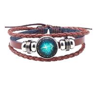 HUIANGLIYG 12 Constellation Leather Bracelet For Men Women Brown Multilayer Braided Leather Rope Bracelet Bangle Vintage Horoscope Sign Astrology Jewelry Accessories Sagittarius