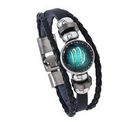 HUIANGLIYG 12 Constellation Leather Bracelet for Men Women Multi Layer Braided Wrap Wristband Adjustable Astrology Star Sign Bangle Vintage Punk Birthday Gift for Him Her Virgo 20.5Cm