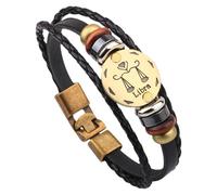 HUIANGLIYG 12 Constellation Leather Bracelet For Men Women Multilayer Braided Leather Rope Bracelet Bangle Vintage Horoscope Sign Astrology Jewelry Accessories Libra 20.5 Cm
