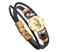 HUIANGLIYG 12 Constellation Leather Bracelet For Men Women Multilayer Braided Leather Rope Bracelet Bangle Vintage Horoscope Sign Astrology Jewelry Accessories Virgo 20.5 Cm