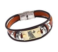 HUIANGLIYG 12 Constellation Leather Bracelet Retro Brown Leather Zodiac Cuff Bangle Bracelet For Women Men Couple Horoscope Sign Astrology Jewelry Accessories Virgo 20.5 Cm