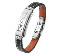 HUIANGLIYG 12 Constellation Leather Bracelet Zodiac Signs Punk Wrist Cuff Bracelet Wristband With Clasp Birthday Astrology Horoscope Jewelry Gift For Men Women Pisces 21.5 Cm