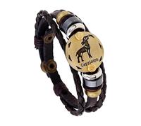 HUIANGLIYG 12 Zodiac Constellation Braided Bracelet Retro Adjustable Handwoven Rope Pu Leather Chain Wrap Bracelet For Woman Man Friend Friendship Wrist Jewelry Birthday Gift Capricorn