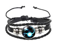 HUIANGLIYG 12 Zodiac Leather Adjustable Bracelet Spirit Constellation Zodiac Bracelets Vintage Punk Glow In The Dark Guardian Wristbands Gift For Constellation Lovers Capricorn 21 Cm