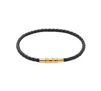 HUIANGLIYG 3Mm Leather Bracelet for Men Women Handmade Woven Rope Wristband with Twist Buckle Lightweight Stackable Cuff Bangle Jewelry Gift for Couples/Lovers/Partners Black 17Cm