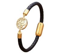 HUIANGLIYG 7 Chakra Tree Of Life Bracelets For Women Handmade Braided Leather Bracelet With Cubic Zirconia Gold Plated Cuff Bangle For Men Women Energy Jewelry Gifts Style 3 21 Cm
