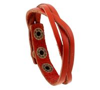 HUIANGLIYG 8.5 inch Mens Genuine Leather Bracelet Adjustable Handmade Braided Cowhide Cuff Bracelet Steampunk Style Leather Wrap Wristband for Women Vintage Gothic Charm Jewelry Gift Orange