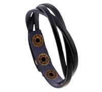 HUIANGLIYG 8.5 inch Mens Genuine Leather Bracelet Adjustable Handmade Braided Cowhide Cuff Bracelet Steampunk Style Leather Wrap Wristband for Women Vintage Gothic Charm Jewelry Gift Black