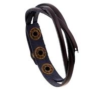 HUIANGLIYG 8.5 inch Mens Genuine Leather Bracelet Adjustable Handmade Braided Cowhide Cuff Bracelet Steampunk Style Leather Wrap Wristband for Women Vintage Gothic Charm Jewelry Gift Dark Brown
