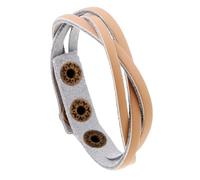 HUIANGLIYG 8.5 inch Mens Genuine Leather Bracelet Adjustable Handmade Braided Cowhide Cuff Bracelet Steampunk Style Leather Wrap Wristband for Women Vintage Gothic Charm Jewelry Gift Apricot