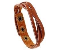 HUIANGLIYG 8.5 inch Mens Genuine Leather Bracelet Adjustable Handmade Braided Cowhide Cuff Bracelet Steampunk Style Leather Wrap Wristband for Women Vintage Gothic Charm Jewelry Gift Brown
