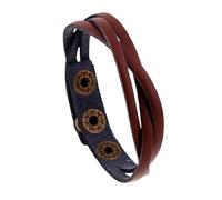 HUIANGLIYG 8.5 inch Mens Genuine Leather Bracelet Adjustable Handmade Braided Cowhide Cuff Bracelet Steampunk Style Leather Wrap Wristband for Women Vintage Gothic Charm Jewelry Gift Light Brown