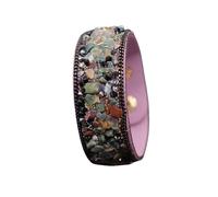 HUIANGLIYG Boho Leather Wrap Bracelets for Women Adjustable Natural Crystal Tumbled Gemstone Leather Braided Bracelet Stackable Bangle Wristband Western Jewelry Gift for Best Friend Green Phantom 22