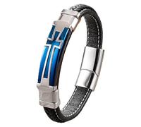 HUIANGLIYG Cross Bracelet For Men Women Vintage Religious Cross Faith Bracelet Rope Cuff Bracelet With Magnetic Clasp Birthday Graduation Jewelry Gift For Him Blue 19 Cm