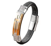 HUIANGLIYG Cross Bracelet For Men Women Vintage Religious Cross Faith Bracelet Rope Cuff Bracelet With Magnetic Clasp Birthday Graduation Jewelry Gift For Him Gold 19 Cm