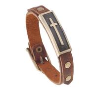 HUIANGLIYG Cross Leather Bracelet for Men Leather Braided Rope Wristband with Pin Buckle Classic Religious Faith Wrist Bangle To My Son Bracelet From Mom Brown