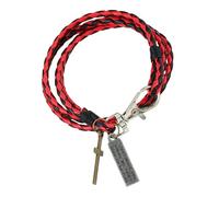 HUIANGLIYG Cross Leather Bracelet for Men Women 3Mm Double Wrap Handmade Braided Thin Bracelet Religious Faith Bangle Wristband for Him Jewelry Gifts with Box Red and Black 40Cm