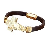 HUIANGLIYG Cross Leather Bracelets For Men Women Colorful Cubic Zirconia Cross Charm Leather Bracelets With Magnetic Closure Simple Jewelry Accessories Gift Style 5 19 Cm
