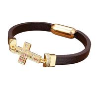 HUIANGLIYG Cross Leather Bracelets For Men Women Colorful Cubic Zirconia Cross Charm Leather Bracelets With Magnetic Closure Simple Jewelry Accessories Gift Style 6 19 Cm