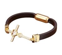 HUIANGLIYG Cross Leather Bracelets For Men Women Colorful Cubic Zirconia Cross Charm Leather Bracelets With Magnetic Closure Simple Jewelry Accessories Gift Style 2 19 Cm