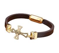 HUIANGLIYG Cross Leather Bracelets For Men Women Colorful Cubic Zirconia Cross Charm Leather Bracelets With Magnetic Closure Simple Jewelry Accessories Gift Style 3 19 Cm