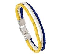 HUIANGLIYG Flag Coloring Woven Leather Bracelet Pu Wrap Bangle With Alloy Clasp National Cuff Rope Wristband World Cup Football Jewelry For Adults Mens Women Netherlands 22 Cm