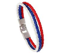 HUIANGLIYG Flag Coloring Woven Leather Bracelet Pu Wrap Bangle With Alloy Clasp National Cuff Rope Wristband World Cup Football Jewelry For Adults Mens Women Russia 22 Cm