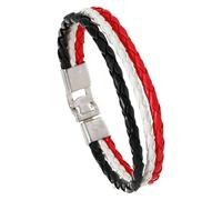 HUIANGLIYG Flag Coloring Woven Leather Bracelet Pu Wrap Bangle With Alloy Clasp National Cuff Rope Wristband World Cup Football Jewelry For Adults Mens Women Egypt 22 Cm