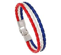 HUIANGLIYG Flag Coloring Woven Leather Bracelet Pu Wrap Bangle With Alloy Clasp National Cuff Rope Wristband World Cup Football Jewelry For Adults Mens Women Netherlands 22 Cm