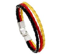HUIANGLIYG Flag Coloring Woven Leather Bracelet Pu Wrap Bangle With Alloy Clasp National Cuff Rope Wristband World Cup Football Jewelry For Adults Mens Women Germany 22 Cm