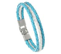 HUIANGLIYG Flag Coloring Woven Leather Bracelet Pu Wrap Bangle With Alloy Clasp National Cuff Rope Wristband World Cup Football Jewelry For Adults Mens Women Argentina 22 Cm