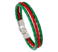 HUIANGLIYG Flag Coloring Woven Leather Bracelet Pu Wrap Bangle With Alloy Clasp National Cuff Rope Wristband World Cup Football Jewelry For Adults Mens Women Portugal 22 Cm