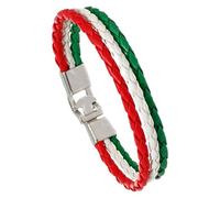 HUIANGLIYG Flag Coloring Woven Leather Bracelet Pu Wrap Bangle With Alloy Clasp National Cuff Rope Wristband World Cup Football Jewelry For Adults Mens Women Italy 22 Cm