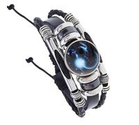 HUIANGLIYG Fluorescent Multilayer Constellation Zodiac Leather Bracelet Adjustable Handmade Woven Zodiac Sign Wrap Bracelet Wristband For Women Men Jewelry Birthday Gift Capricorn 21 Cm