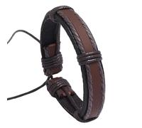 HUIANGLIYG Genuine Leather Bracelet for Men Women Adjustable Handmade Braided Cowhide Wrap Bracelet Vintage Punk Biker Cuff Wristband Unisex Jewelry Gift Brown