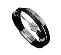 HUIANGLIYG Guitar Charm Leather Bracelet for Men Double Layer Braided Wristband Music Symbol Pendant Adjustable Magnetic Clasp Bracelet Music Lover Fashion Jewellery Gift Black 20Cm