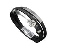 HUIANGLIYG Guitar Charm Leather Bracelet for Men Double Layer Braided Wristband Music Symbol Pendant Adjustable Magnetic Clasp Bracelet Music Lover Fashion Jewellery Gift Dark Gray 20Cm