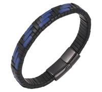 HUIANGLIYG Handmade Genuine Leather Bracelets For Men Simple Unisex Cuff Wrap Bracelet Multi-Layer Magnetic Clasp Rope Wristband For Valentine'S Day Birthday Wedding Blue 22 Cm