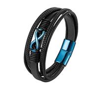 HUIANGLIYG infinity Genuine Leather Bracelet for Men Multi-Layer Twist Woven Wristband Mens Number 8 infinity Love Symbol Cuff Bangle Gift From Wife To Husband Blue 19Cm